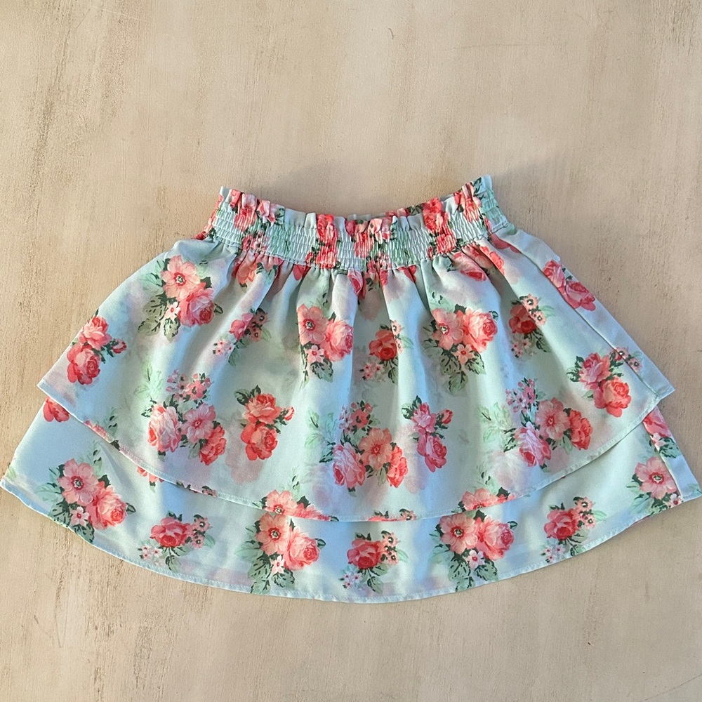 Janie and Jack Floral Skirt with Pink and Green